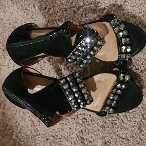 Black suede jeffrey campbell studded heels sz7.5